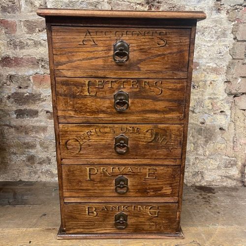 1920s Antique Accountant Chest of Drawers