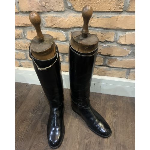 1920s Leather Riding Boots with Wooden Inserts