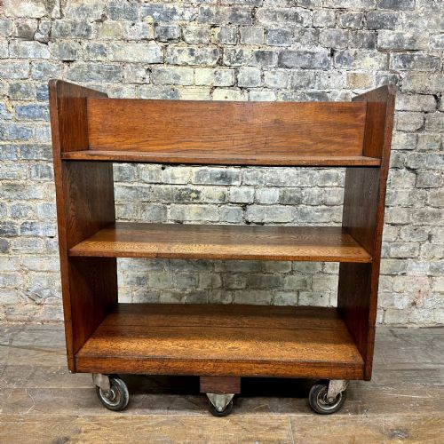 1930s Oak Book Trolly