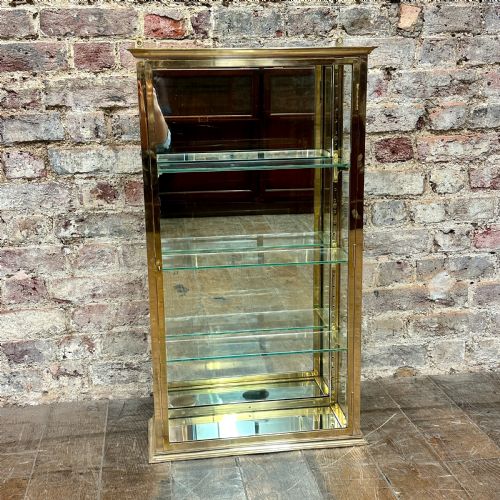 1920s French Brass Wall Display Cabinet
