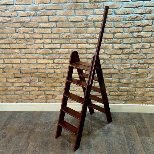 Antique Mahogany Library Steps