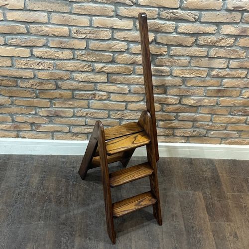 fig 1. 1930s Solid Oak Folding Ladder