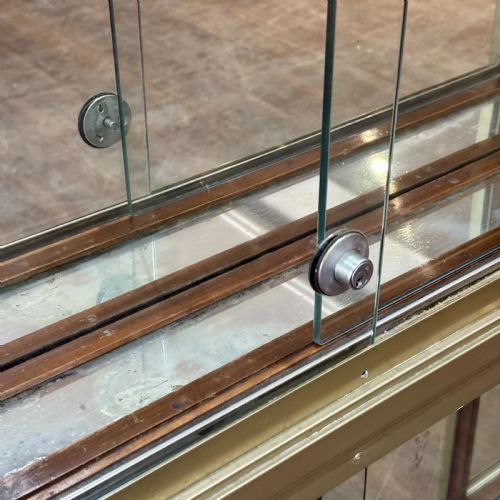 fig 1. EARLY CENTURY BRASS AND GLASS SHOP DISPLAY CABINET