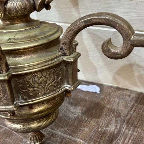 2 ANTIQUE ORNATE BRASS CHERUB WALL SCONCE - ADDITIONAL PHOTO 4