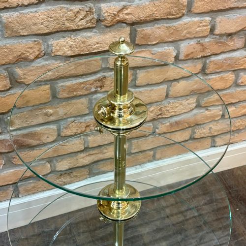 POLISHED BRASS AND GLASS TIERED DISPLAY STAND - ADDITIONAL PHOTO 1