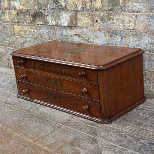 Antique J. & P. Coats Sewing Cotton Countertop Drawers
