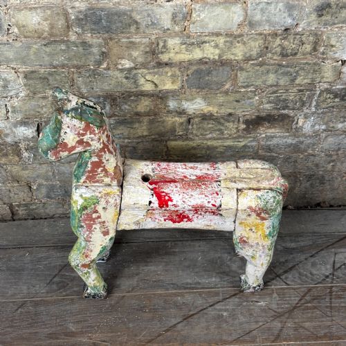 ANTIQUE PAINTED WOODEN TOY HORSE - ADDITIONAL PHOTO 1