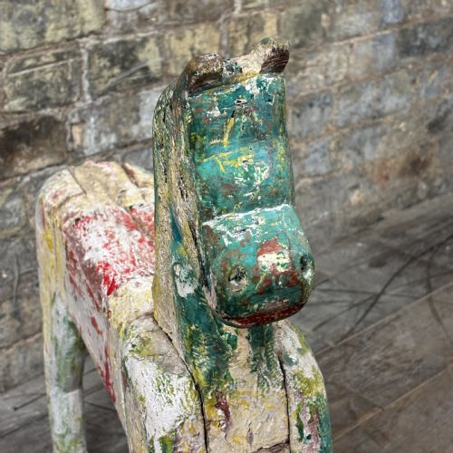 ANTIQUE PAINTED WOODEN TOY HORSE - ADDITIONAL PHOTO 3