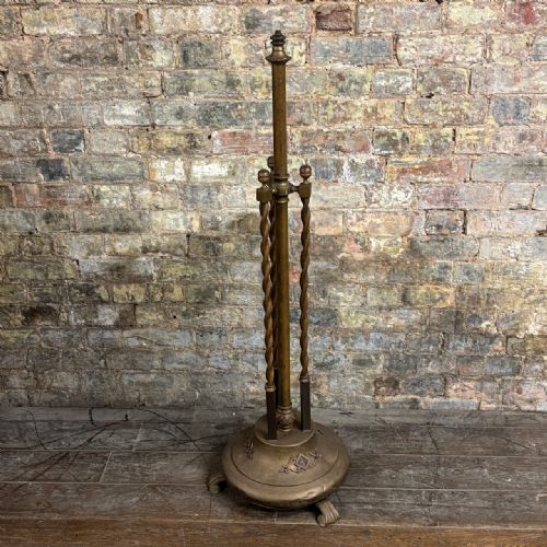 ANTIQUE BRASS FLOOR LAMP STAND - ADDITIONAL PHOTO 4