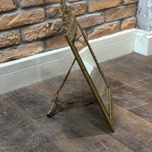 LATE 19THCENTURY FRENCH BRASS TABLE MIRROR WITH BEVELLED GLASS - ADDITIONAL PHOTO 1