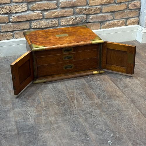 fig 1. Antique Brass Bound Oak Jeweller’s / Watchmaker’s Cabinet