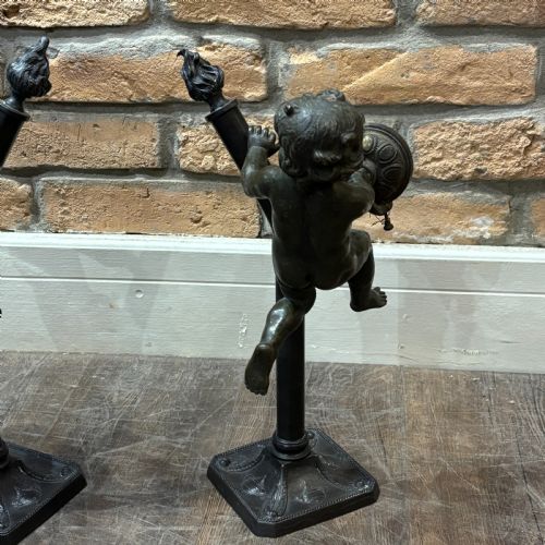 PAIR OF FRENCH CHERUB TORCHRE LAMPS - ADDITIONAL PHOTO 3