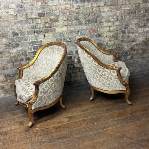 fig 1. Pair of Giltwood Louis XV Style Bergère Armchairs