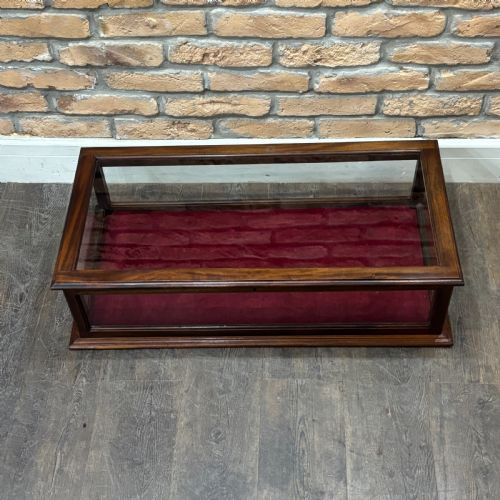 1920s Countertop Display Cabinet with Red Velvet Interior
