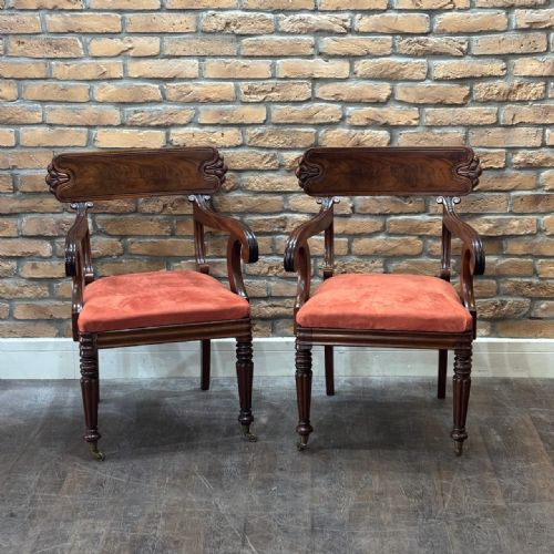 PAIR OF ANTIQUE GILLOWS STYLE MAHOGANY ARMCHAIRS