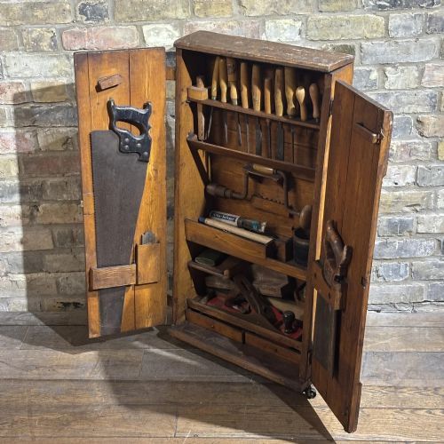 VICTORIAN PITCH PINE PORTABLE TOOL CABINET - ADDITIONAL PHOTO 1