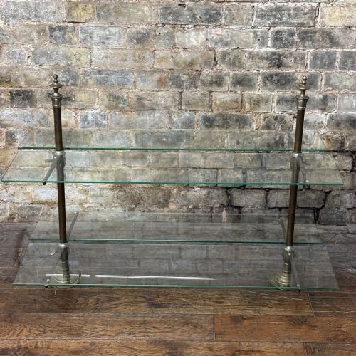 Antique Brass & Glass Countertop Display Shelving Unit
