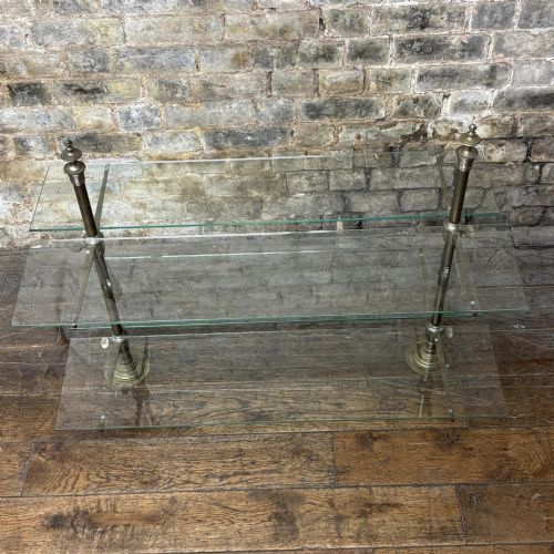 fig 1. Antique Brass & Glass Countertop Display Shelving Unit