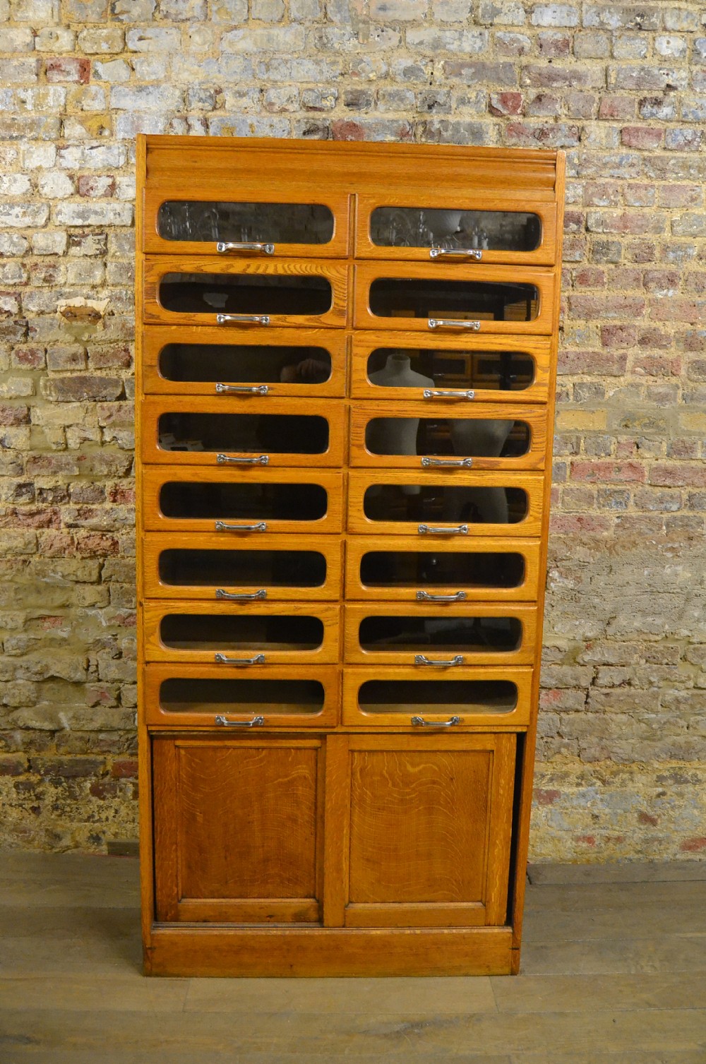 1930s Oak Drapers Haberdashery Shop Display Cabinet