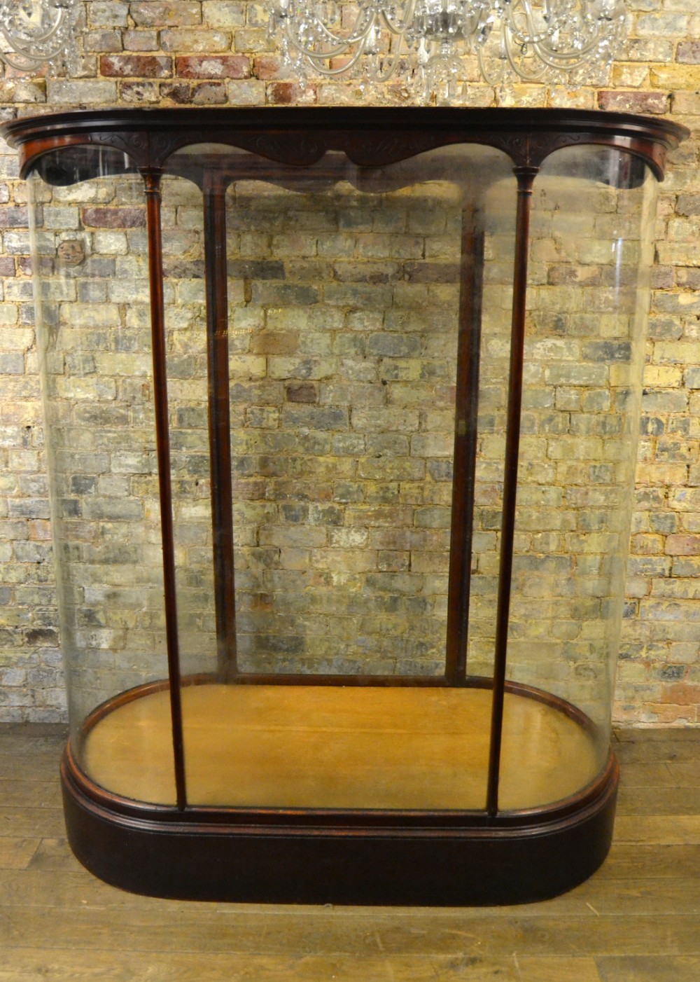 Victorian Bow Glass Jeweler's Shop Display Cabinet