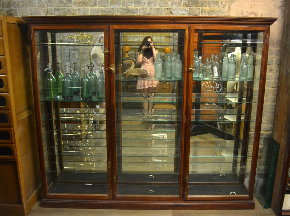 Large 1920s Mahogany Shop Display Cabinet