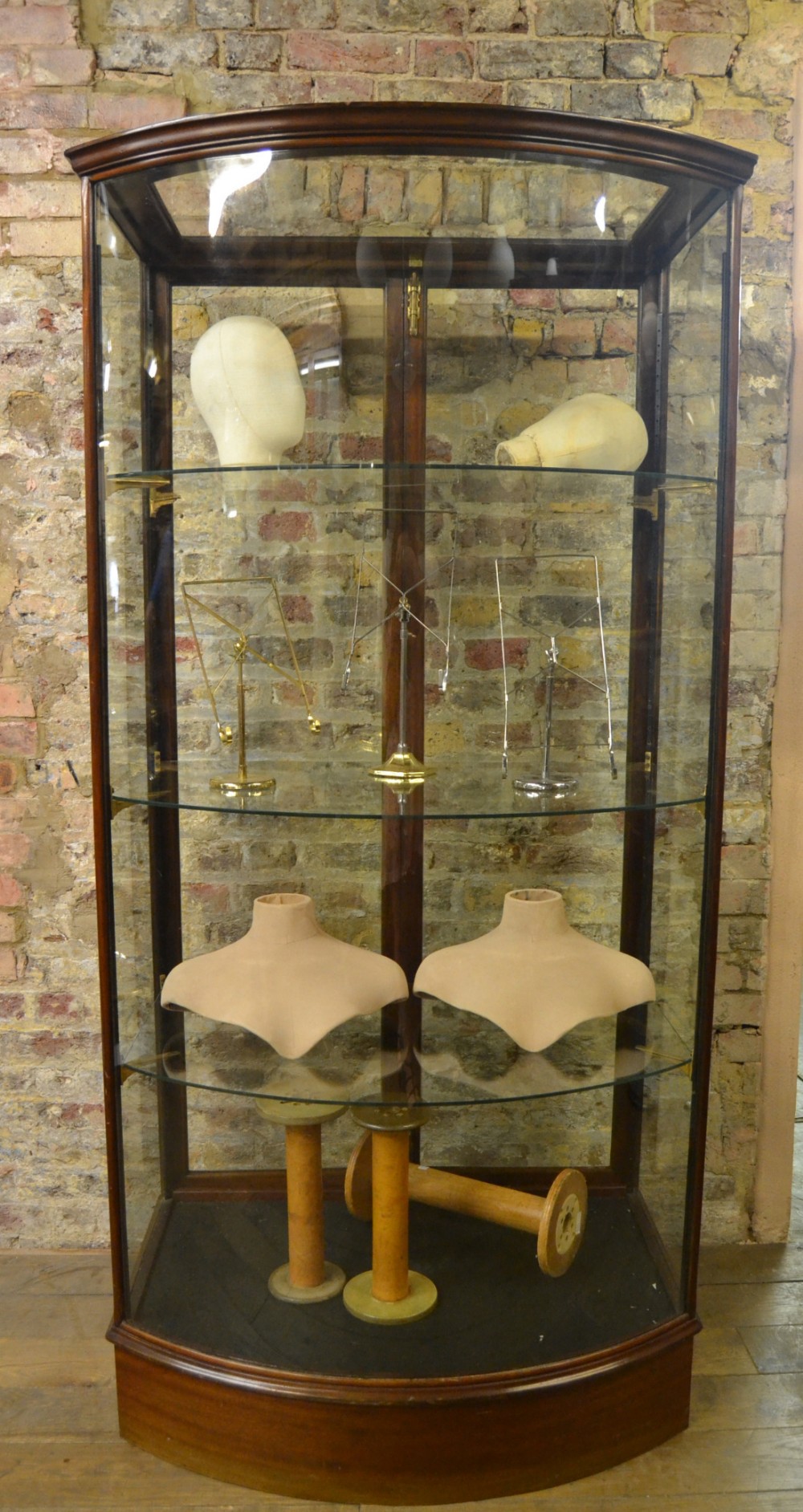 Bow Front Victorian Shop Display Cabinet