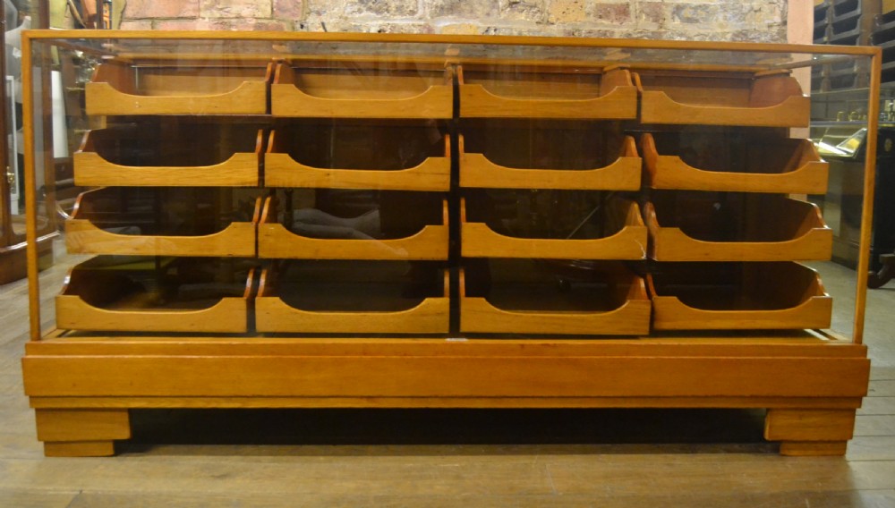 1930s Oak Haberdashery Drapers Shop Counter Cabinet