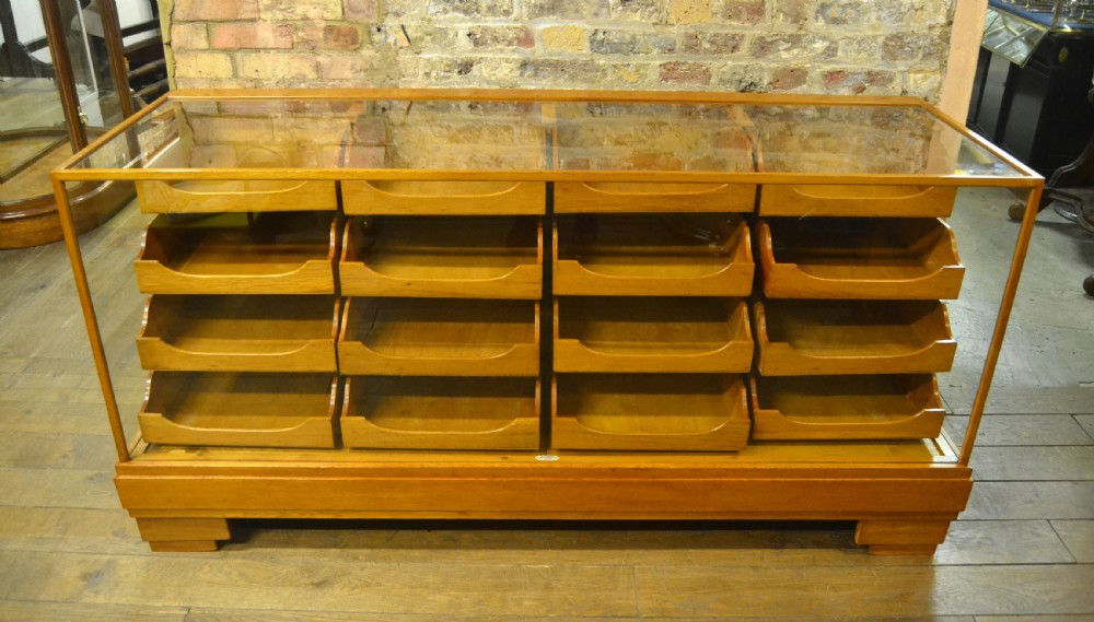 1930s Oak Haberdashery Drapers Shop Counter Cabinet View III