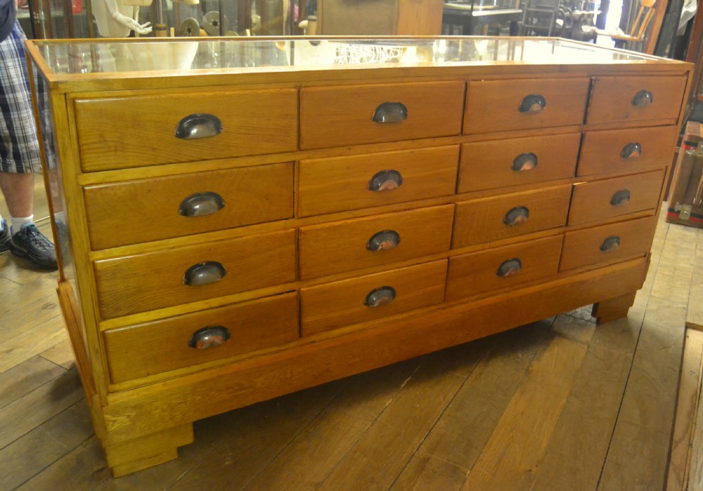 1930s Oak Haberdashery Drapers Shop Counter Cabinet View V