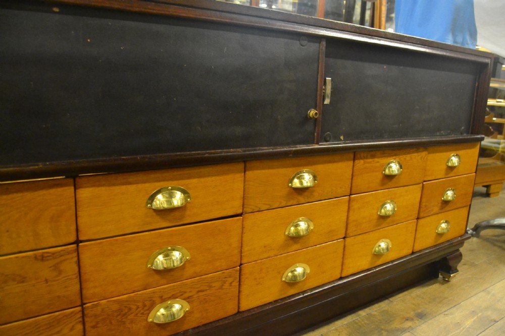 Large Mahogany Bronze Framed Haberdashery Drapers Shop Counter with Drawers View IX
