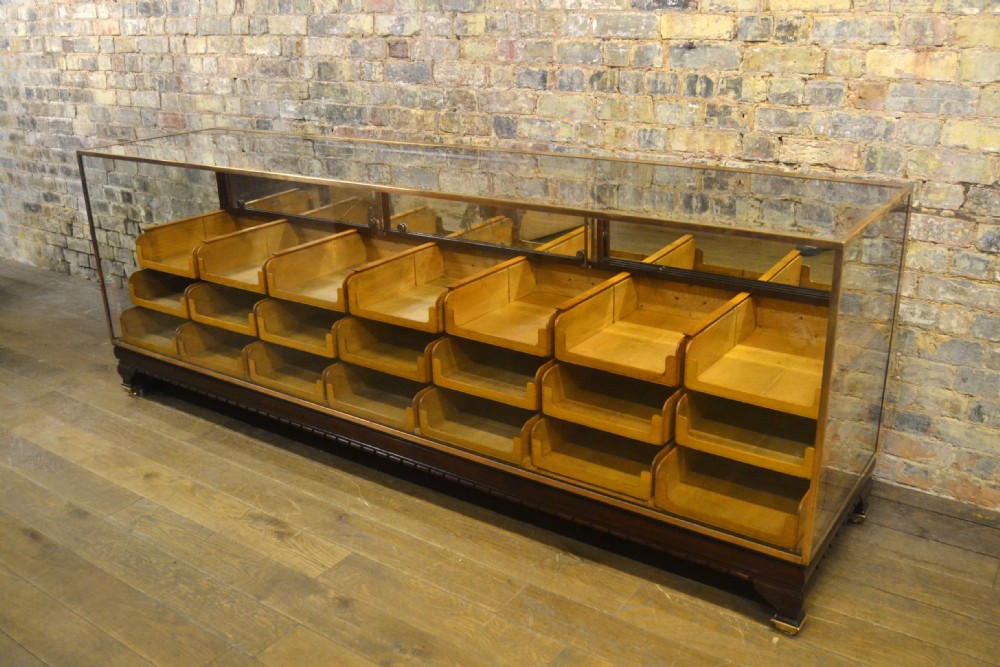 Large Mahogany Bronze Framed Haberdashery Drapers Shop Counter with Drawers View II