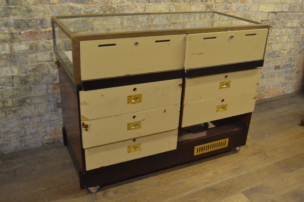 1930s Brass Mahogany Counter  View II