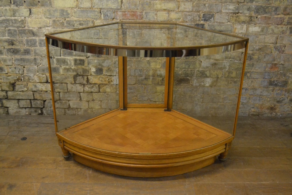 1920s Bow Glass and Bronze Shop Display Counter