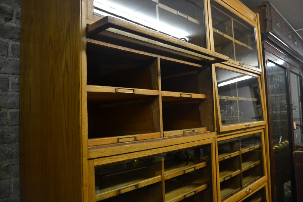 Antique Oak Haberdashery Shop Display Cabinet View VII