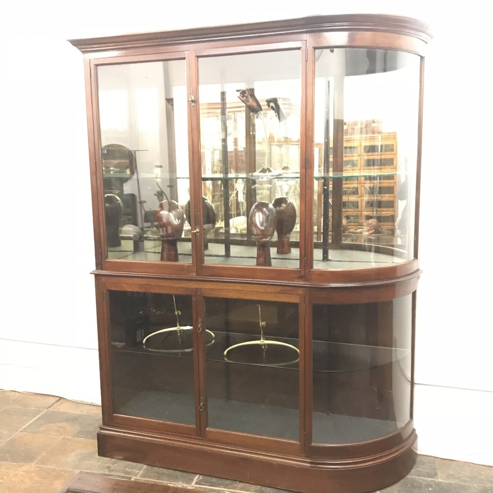 Victorian Single Bow Mahogany Jeweller's Shop Cabinet