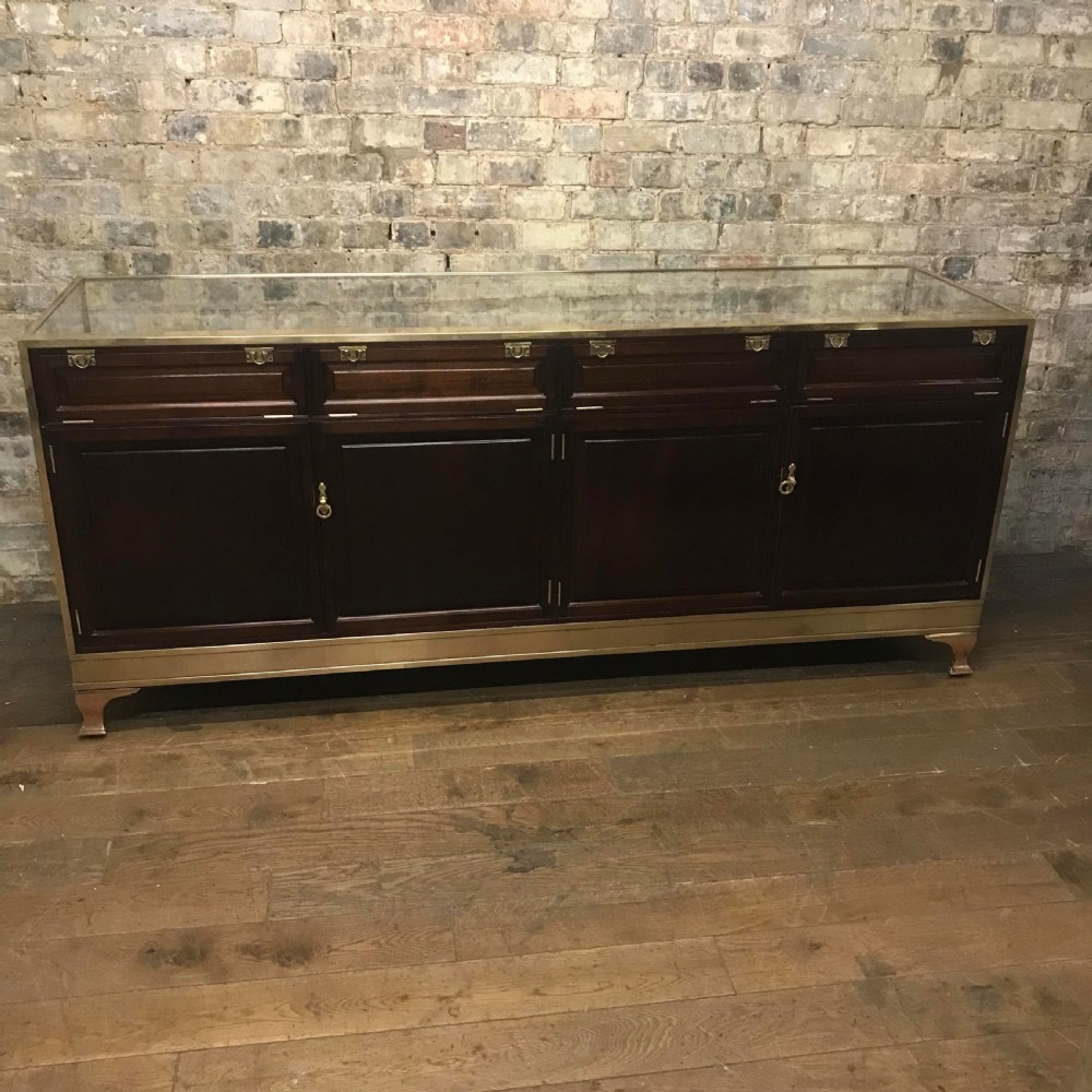 Antique brass and mahogany shop counter from Mappin & Webb View VII