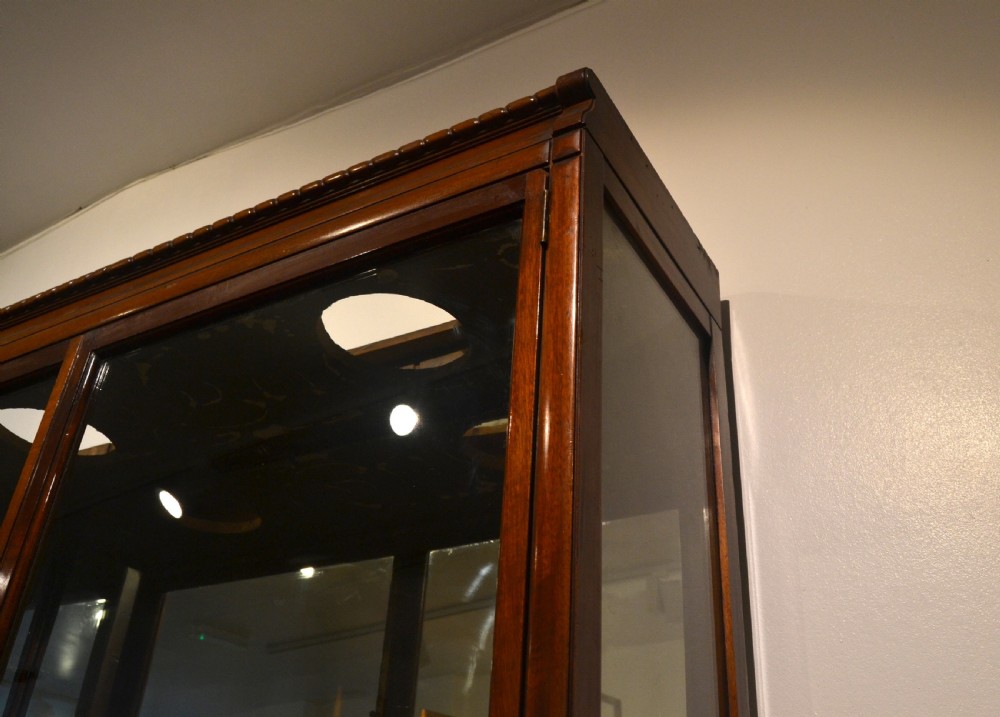 Antique 1920s Mahogany Jewellery Shop Wall Cabinet View II