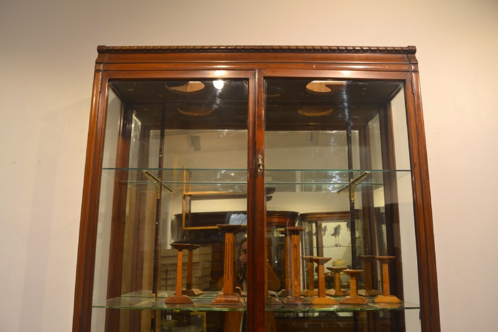 Antique 1920s Mahogany Jewellery Shop Wall Cabinet View V