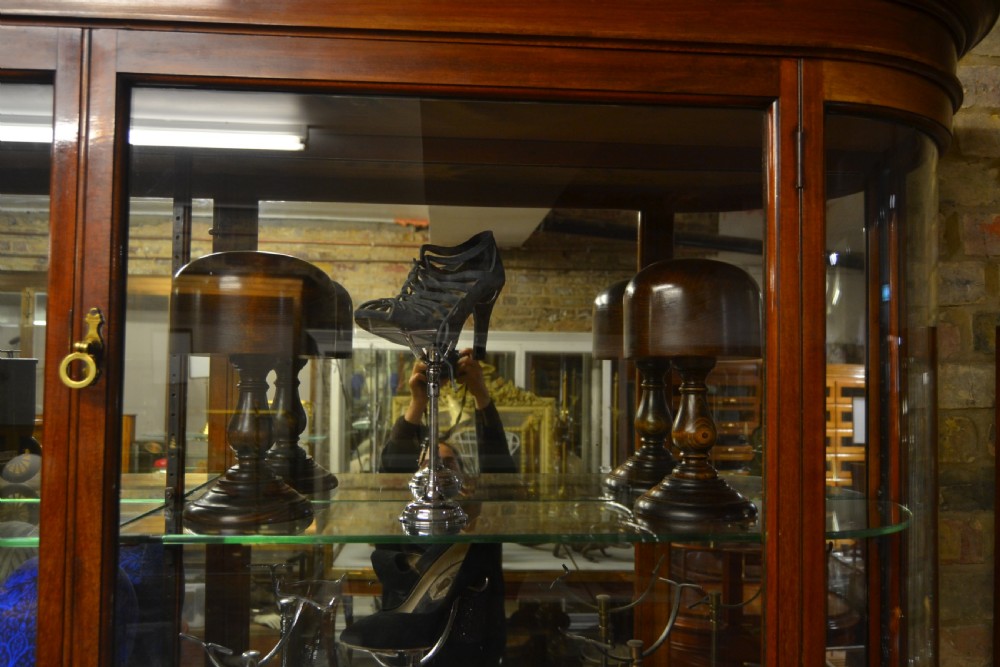 Mahogany Bow Glass Jewellery Cabinet View III