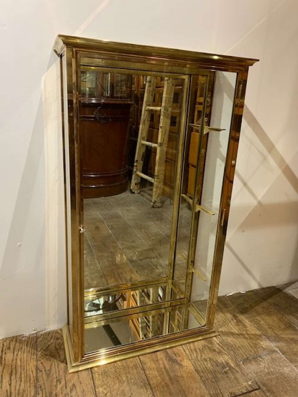 Pair of Brass 1920s Shop Display Cabinets