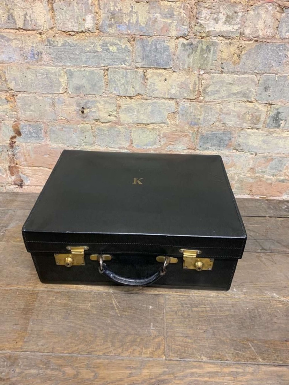 Black 1920s Leather Suitcase