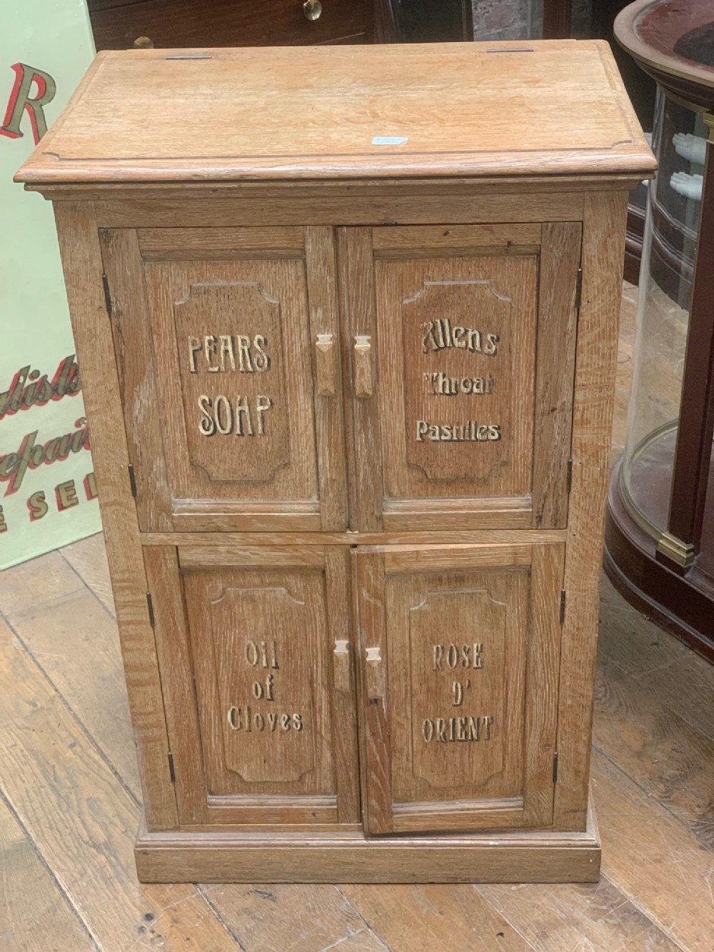 1920s Oak Pharmacy Cabinet