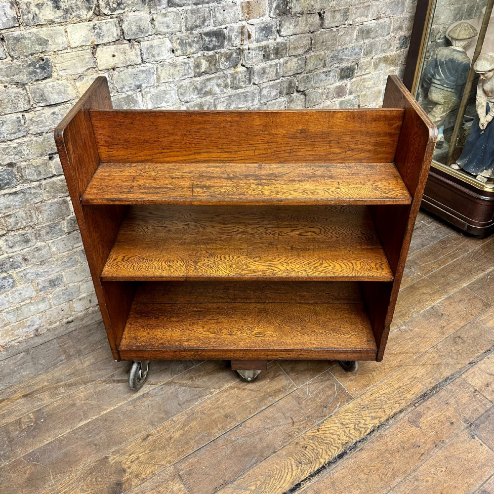 1930s OAK BOOK TROLLY View III