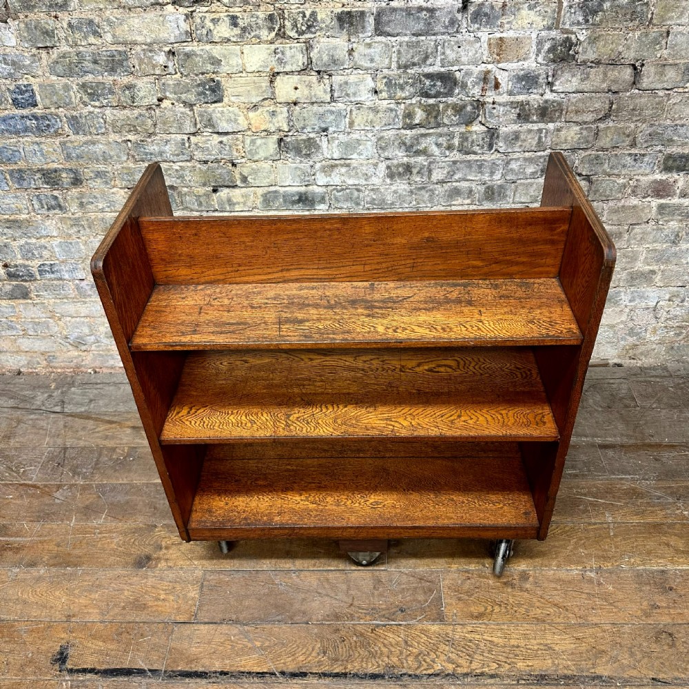 1930s OAK BOOK TROLLY View VI