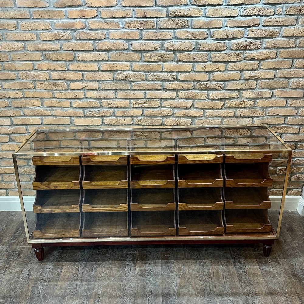 5 ACROSS BRASS FRAMED HABERDASHERY COUNTER