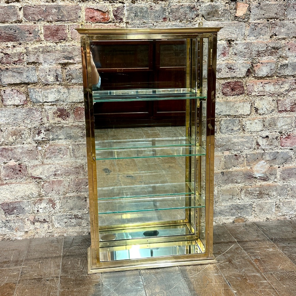 1920s FRENCH BRASS WALL DISPLAY CABINET