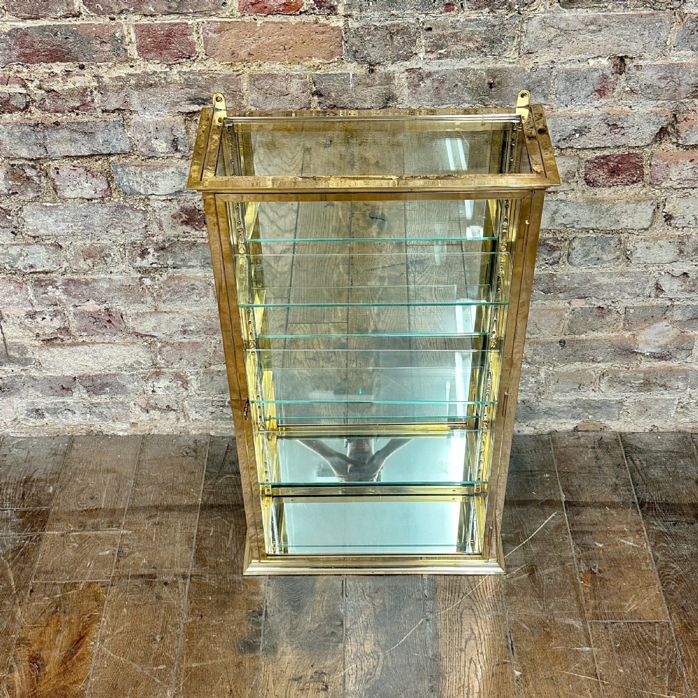 1920s FRENCH BRASS WALL DISPLAY CABINET View II