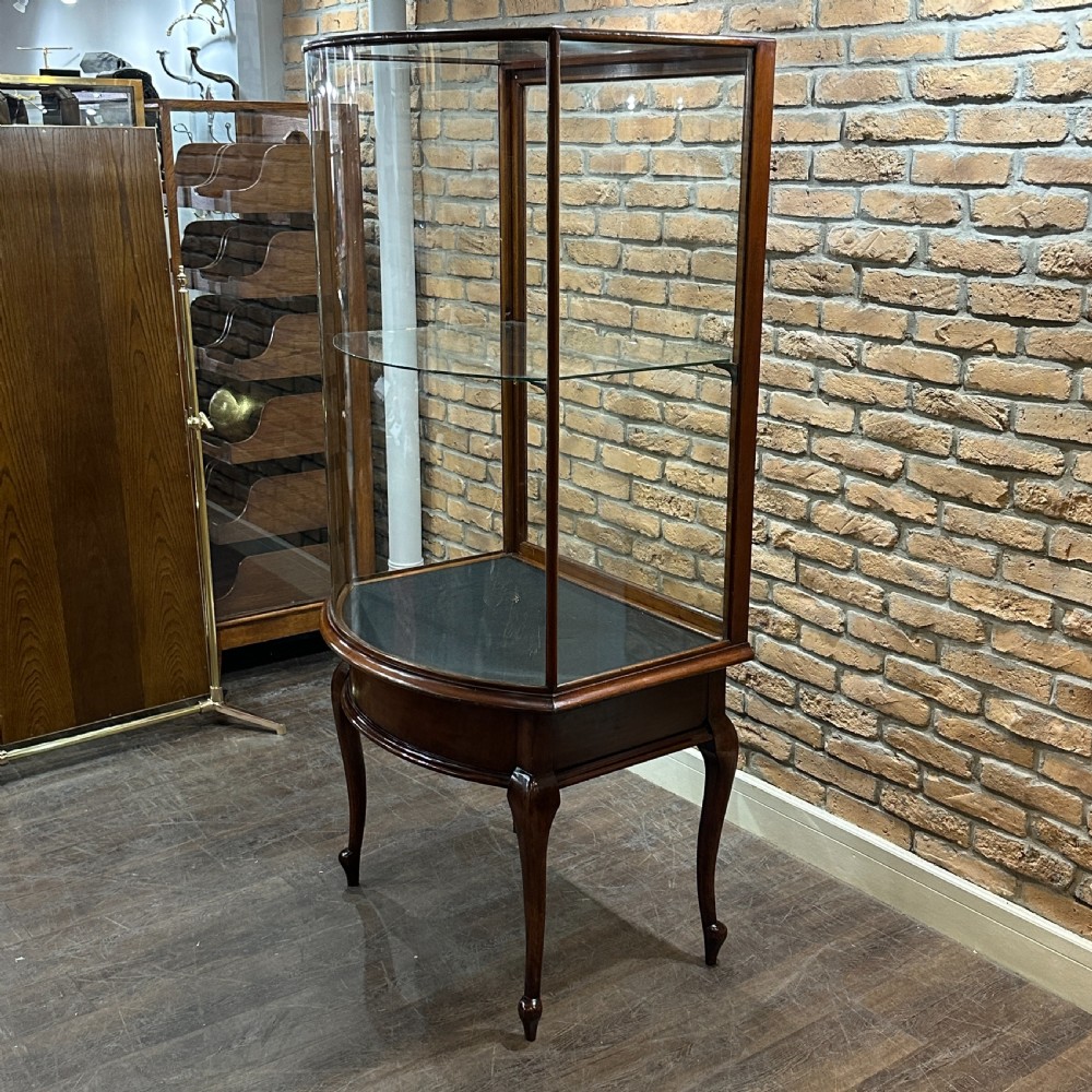 Victorian Bow Front Shop Display Cabinet View II