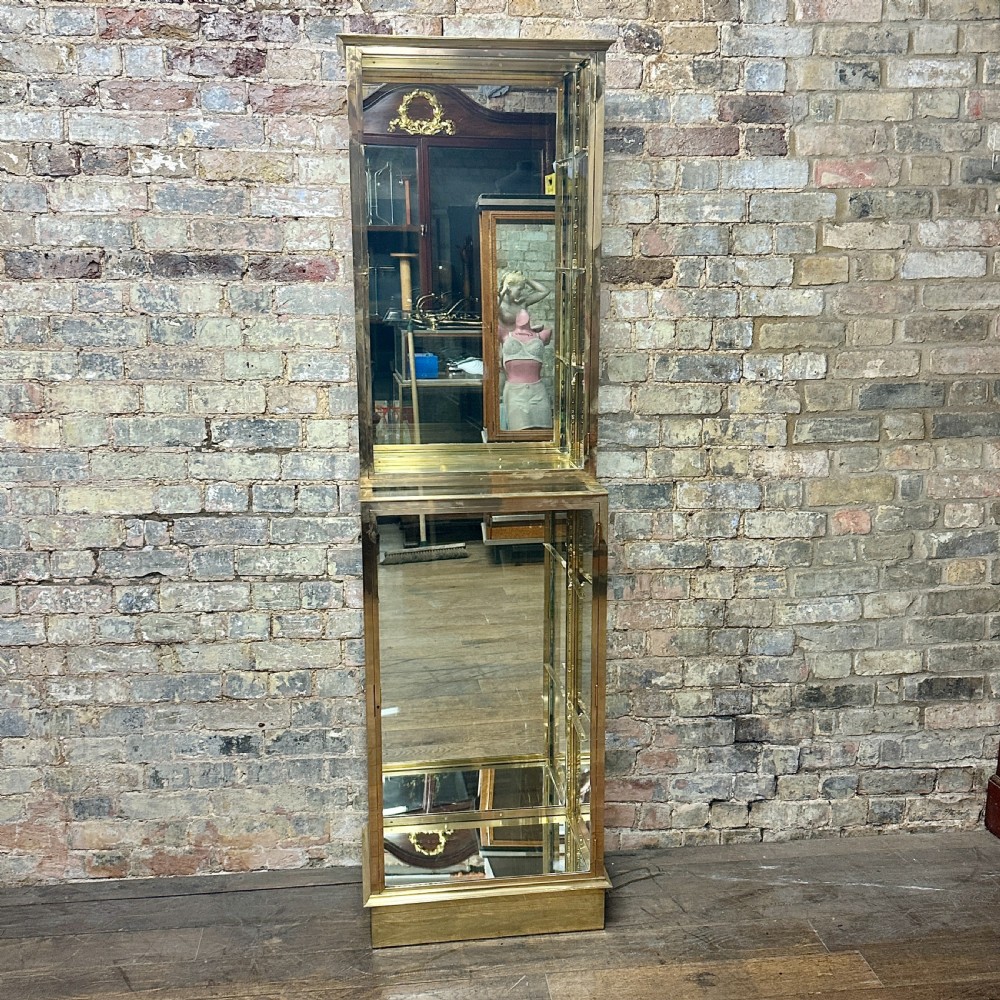 1920s Brass Shop Display Cabinet