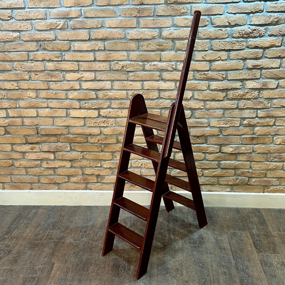 ANTIQUE MAHOGANY LIBRARY STEPS